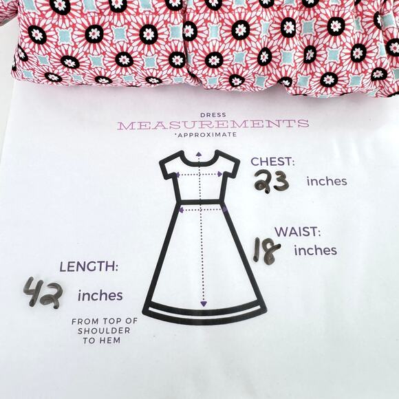 Lands' End Womens Midi Dress Size 1X Floral Cinch Waist Summer Travel Orange - Picture 8 of 8